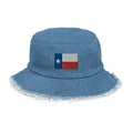 Texas Flag Distressed Denim Bucket Hat