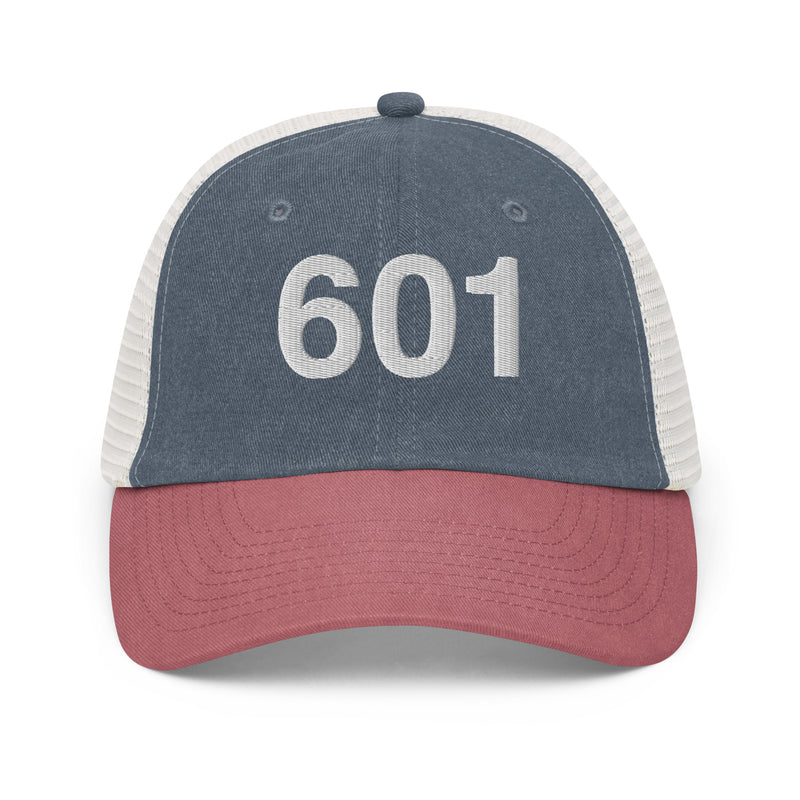 601 Jackson Mississippi Area Code Faded Trucker Hat