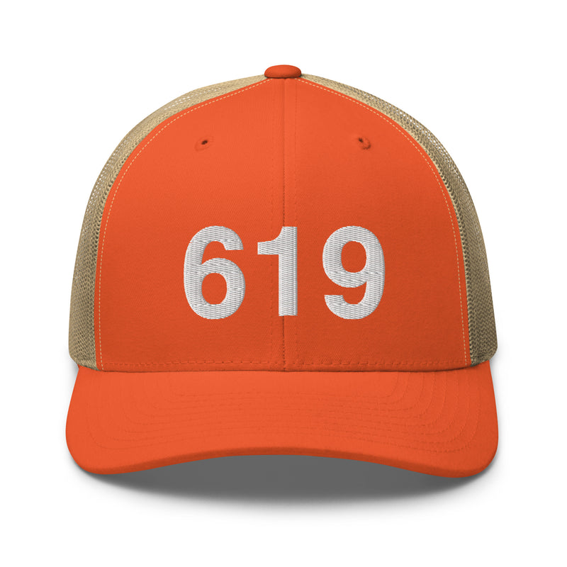 619 San Diego CA Area Code Trucker Hat
