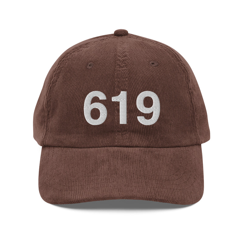 619 San Diego CA Area Code Corduroy Hat