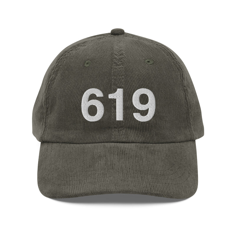 619 San Diego CA Area Code Corduroy Hat