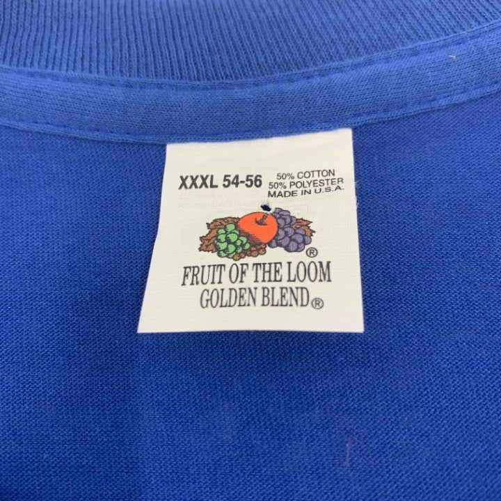 Vintage Fruit of the Loom Royal Blue Single Stitch Pocket T-shirt Size 3XL Made in USA
