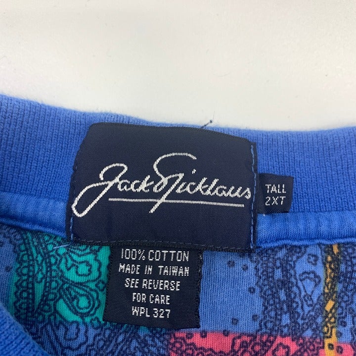 Vintage Jack Nicklaus All Over Print Paisley Polo Size 2XL Tall