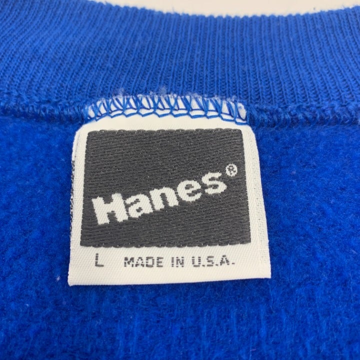 Vintage Hanes Royal Blue Blank Sweater Size L Made in USA