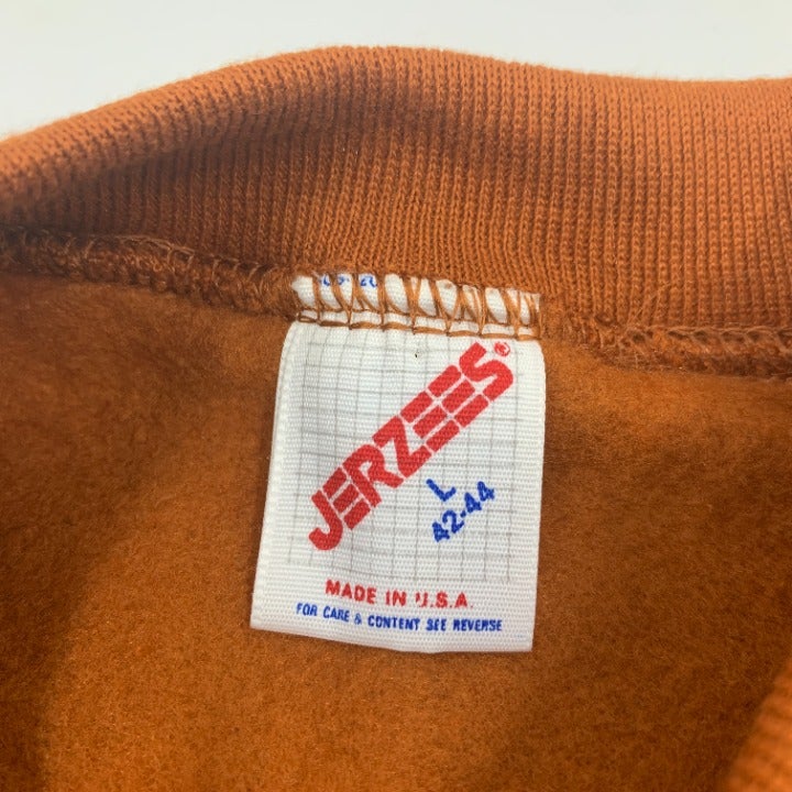 Vintage Burnt Orange Jerzees Blank Sweater Size L Made in USA
