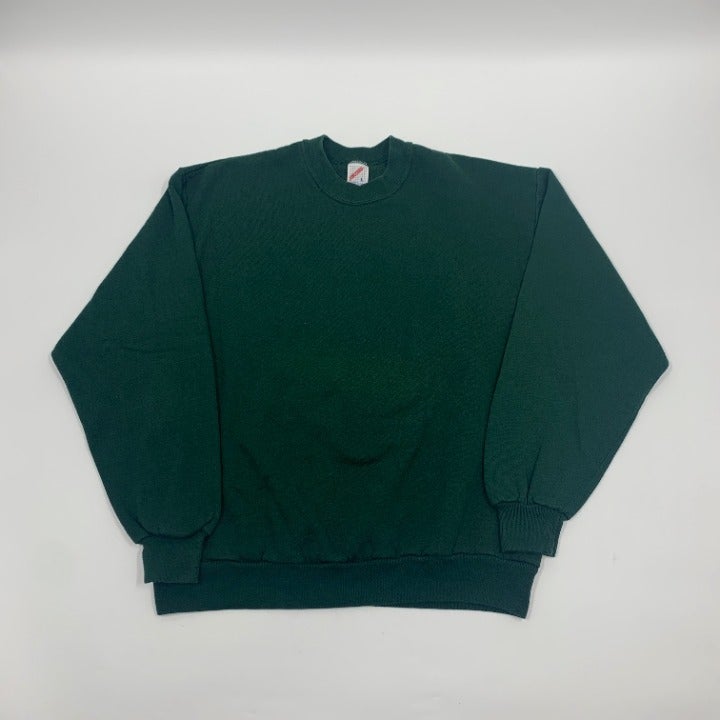 Vintage Jerzees Forest Green Blank Sweater Size L Made in USA