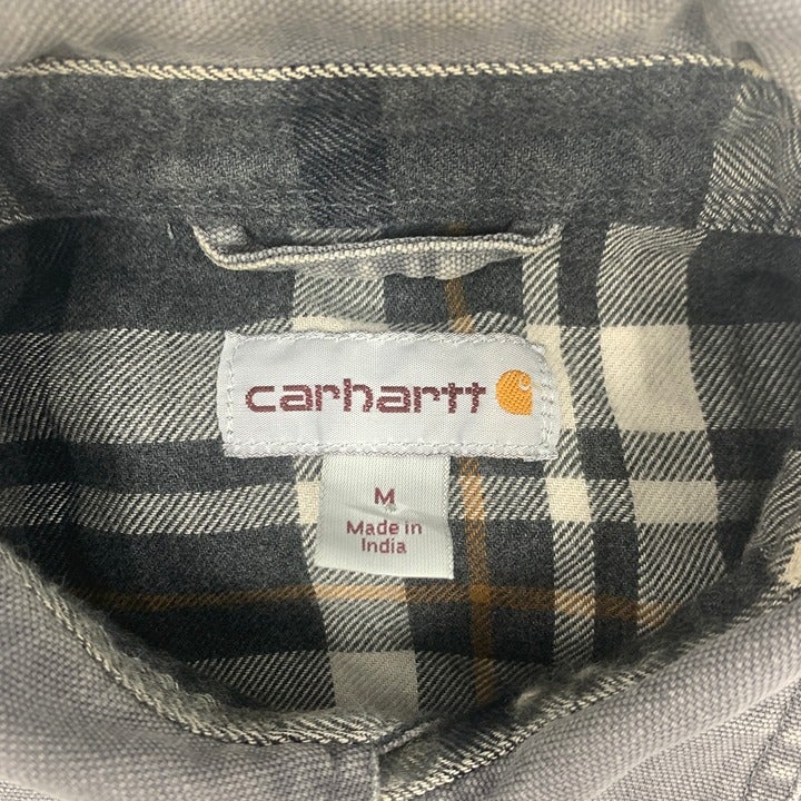 Distressed Gray Carhartt Flannel Lined Shirt Jac Size M