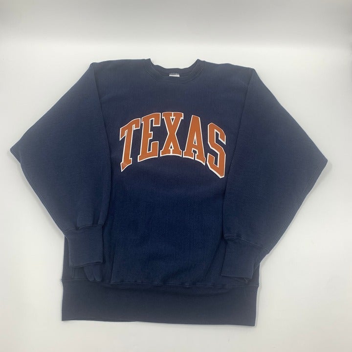 Vintage Navy Blue Texas Longhorns Reverse Weave Sweatshirt Size 2XL