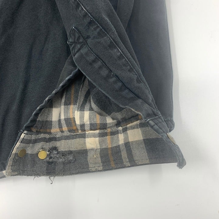 Distressed Black Carhartt Flannel Lined Shirt Jac Size M