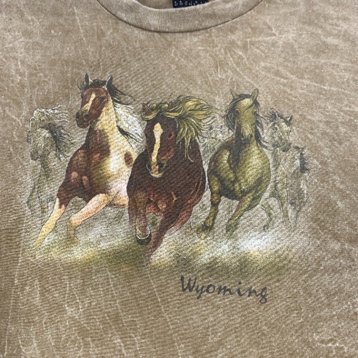 Vintage Wyoming Horse T-shirt Size L Made in USA