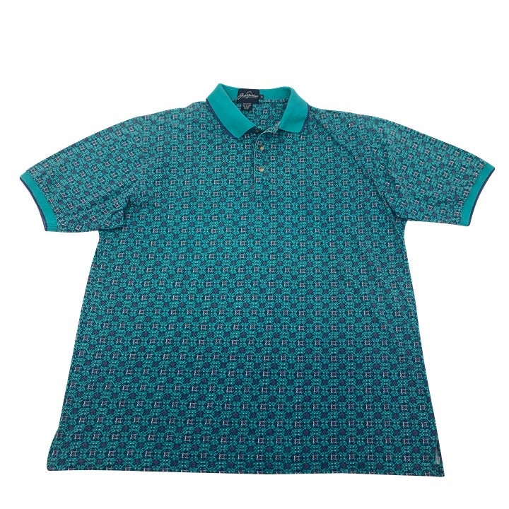 Vintage Jack Nicklaus Teal All Over Print Polo Size 2XL Tall