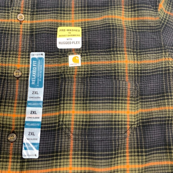 NWT Plaid Flannel Carhartt Button Up Shirt Size 2XL