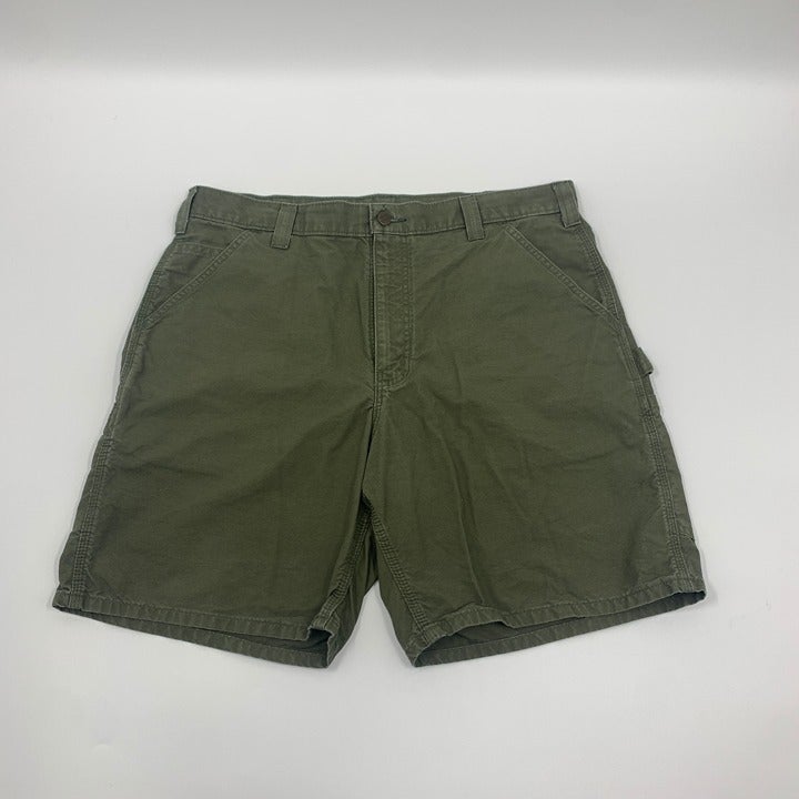 Olive Green Carhartt B144 Carpenter Shorts Size 36