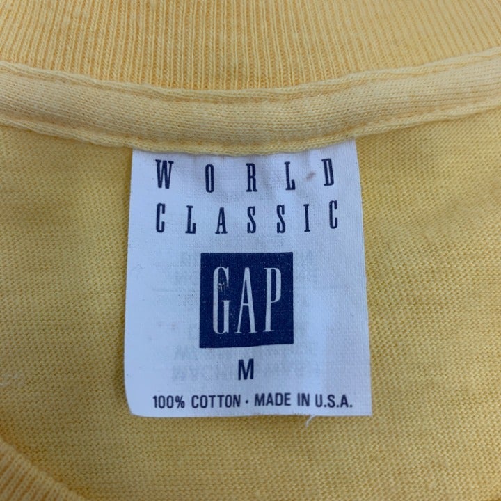Vintage Gap Yellow Single Stitch Pocket T-shirt Size M Made in USA