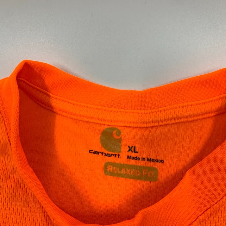 Carhartt Force Neon Orange High Visibility Shirt Size XL