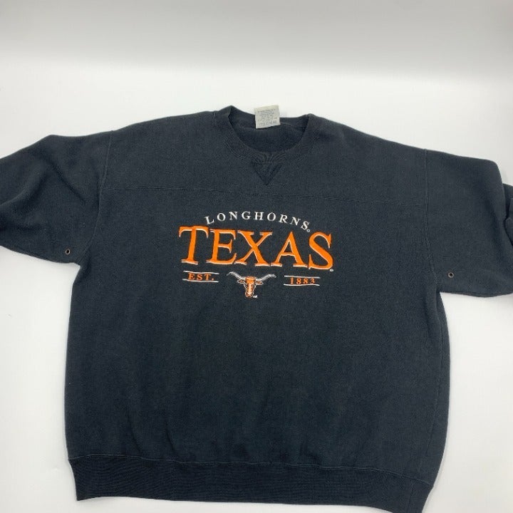 Vintage Black Texas Longhorns Embroidered Sweatshirt Size XL