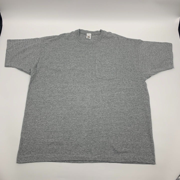 Vintage Fruit of the Loom Gray Single Stitch Pocket T-shirt Size 3XL Made in USA