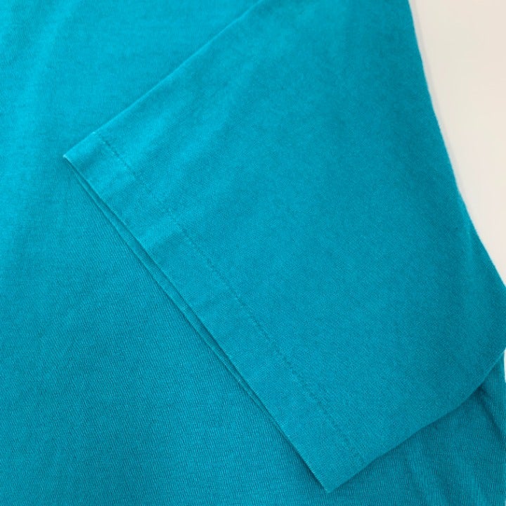 Teal Single Stitch Paper Thin Blank T-shirt Size L Made in USA