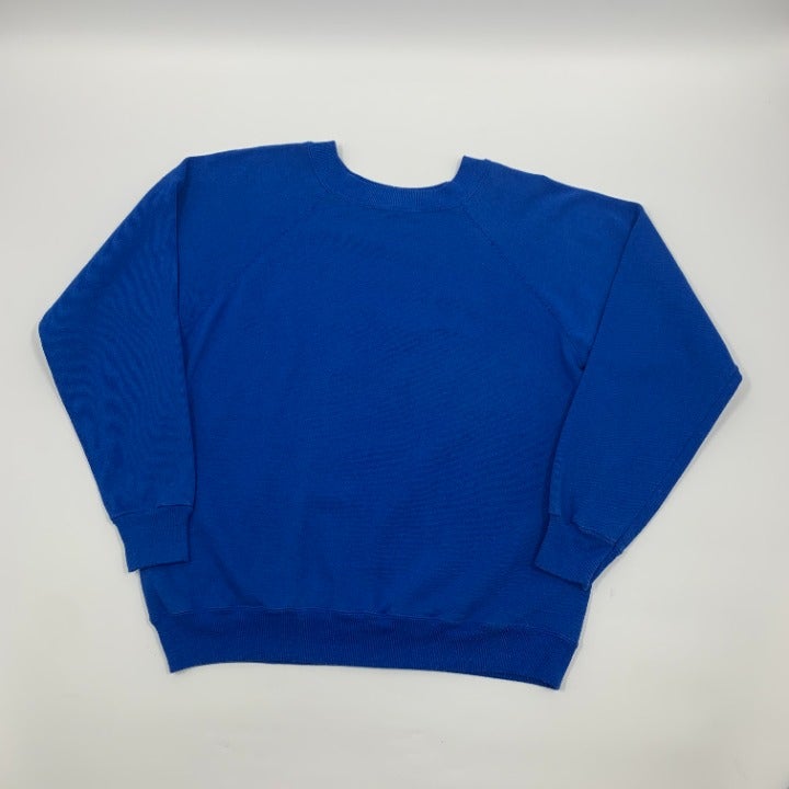 Vintage Hanes Royal Blue Blank Sweater Size L Made in USA