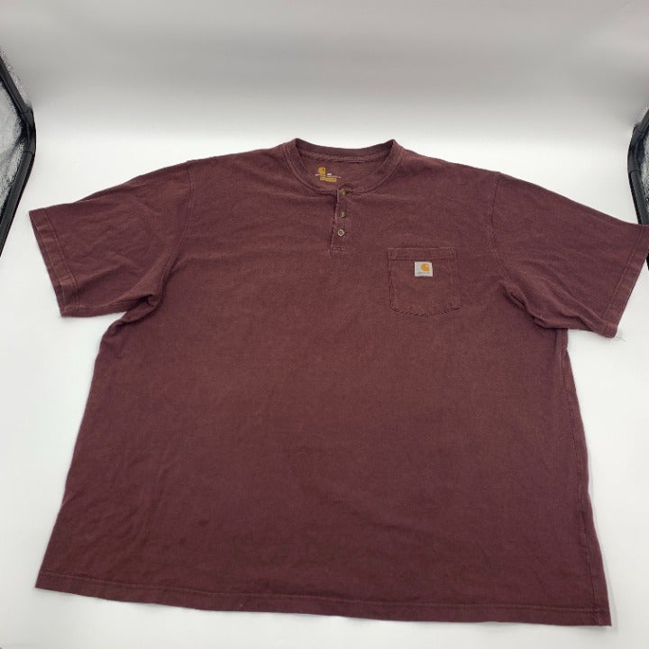 Marron Carhartt Henley Pocket T-Shirt Size 4XL