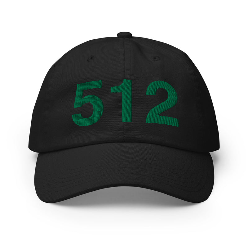 Black and Green 512 Austin Area Code Champion Dad Hat