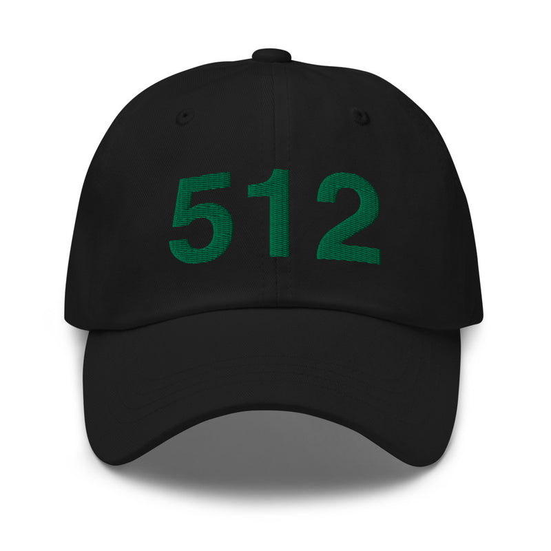 Black and Green 512 Austin Area Code Dad Hat