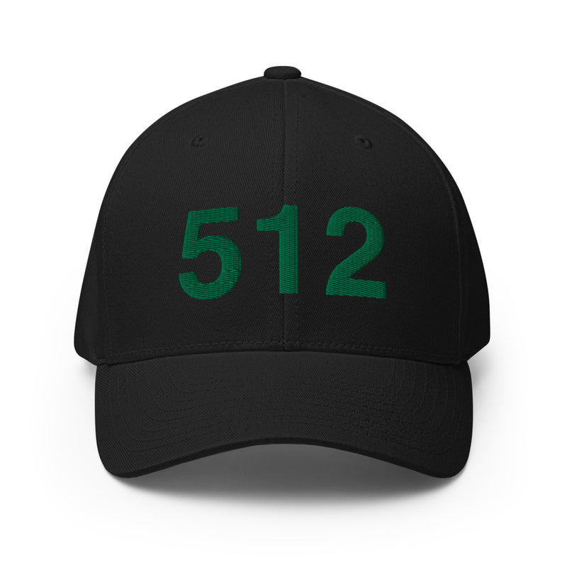 Black and Green 512 Austin Area Code Closed Back Hat