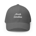 Cursive North Carolina Closed Back Hat