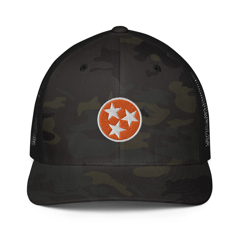 Orange Tennessee Flag Closed Back Trucker Hat