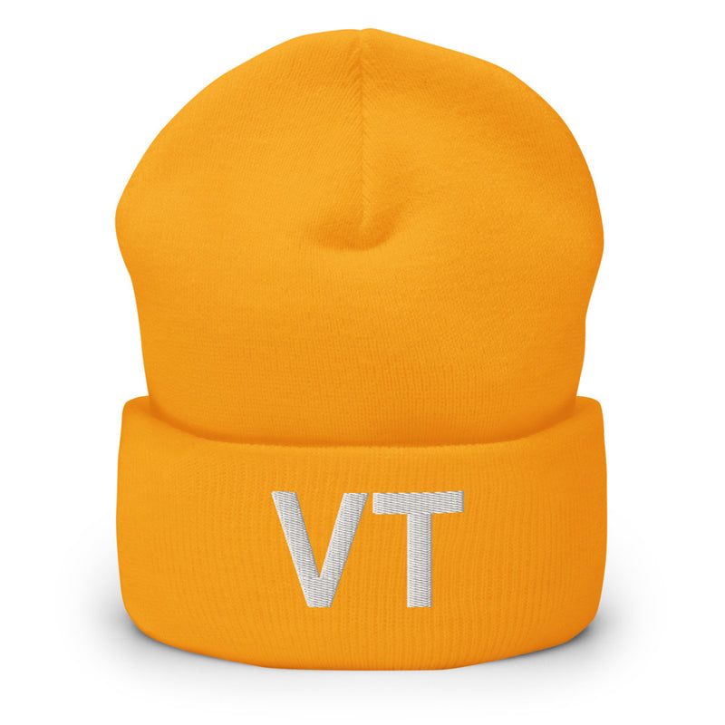 Vermont VT State Abbreviation Cuffed Beanie