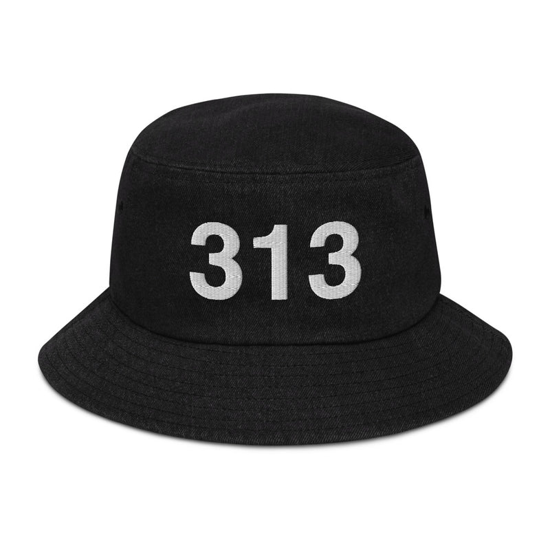 313 Detroit MI Area Code Denim Bucket Hat