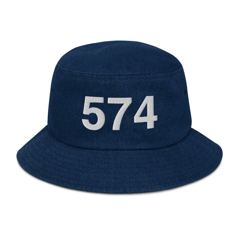 574 South Bend IN Area Code Denim Bucket Hat