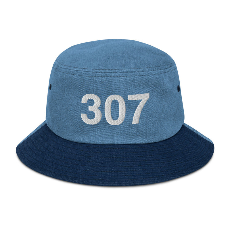 307 Wyoming Area Code Denim Bucket Hat
