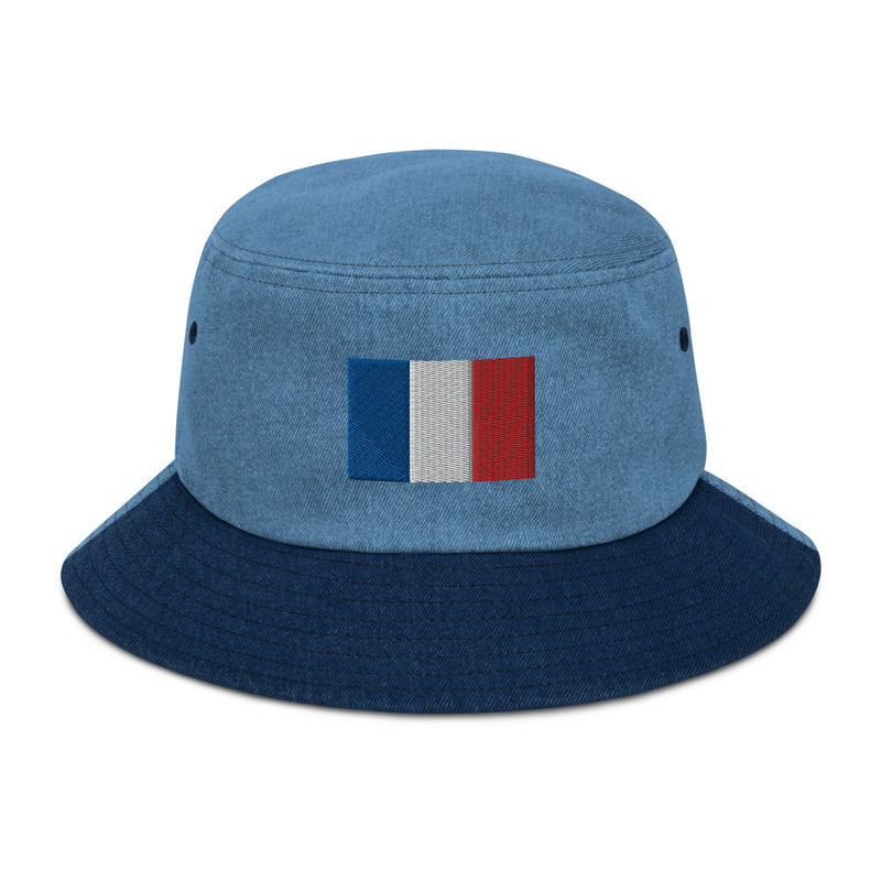 France Flag Denim Bucket Hat