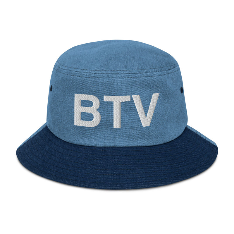 BTV Burlington Airport Code Denim Bucket Hat