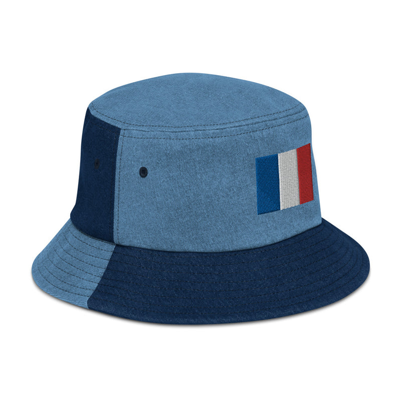 France Flag Denim Bucket Hat