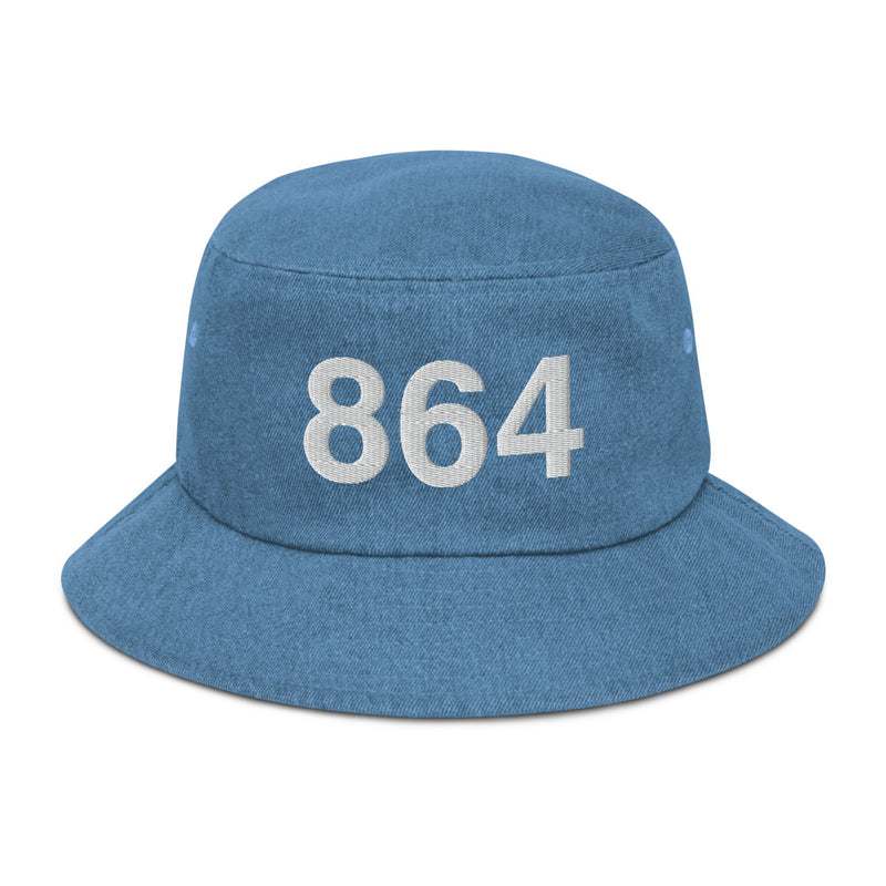 864 Greenville SC Area Code Denim Bucket Hat