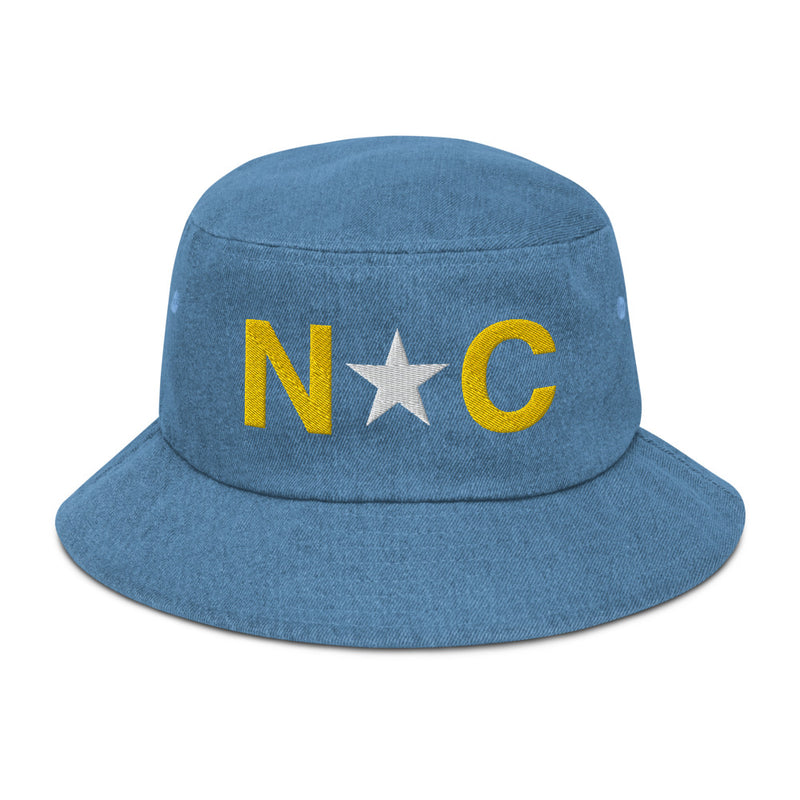 North Carolina Flag Denim Bucket Hat