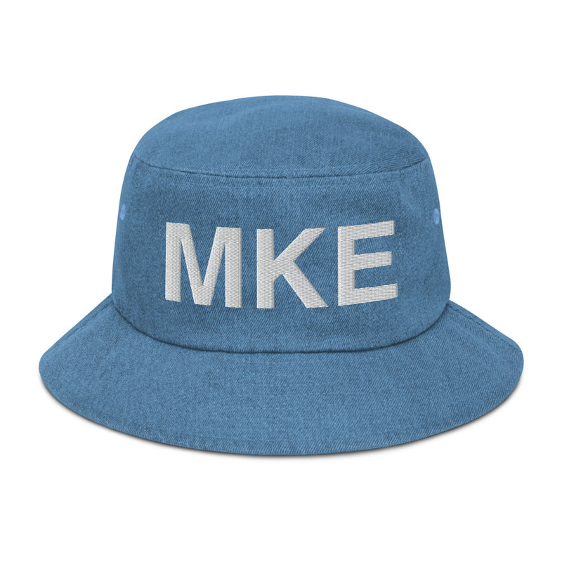 MKE Milwaukee Airport Code Denim Bucket Hat