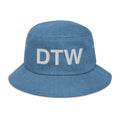 DTW Detroit MI Airport Code Denim Bucket Hat