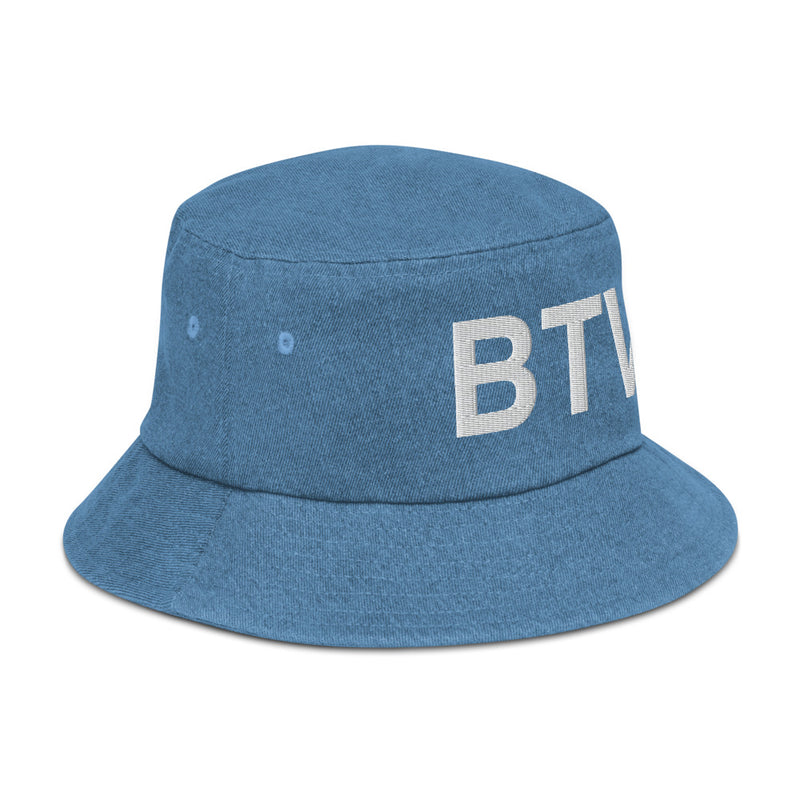 BTV Burlington Airport Code Denim Bucket Hat
