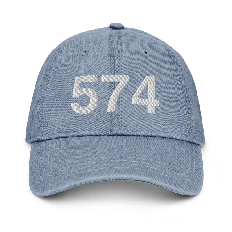 574 South Bend IN Area Code Denim Dad Hat