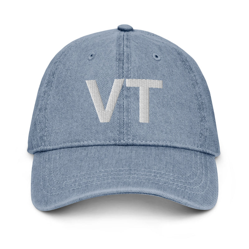 Vermont VT State Abbreviation Denim Dad Hat