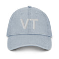 Vermont VT State Abbreviation Denim Dad Hat