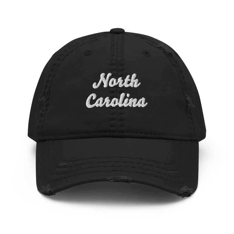 Cursive North Carolina Distressed Dad Hat