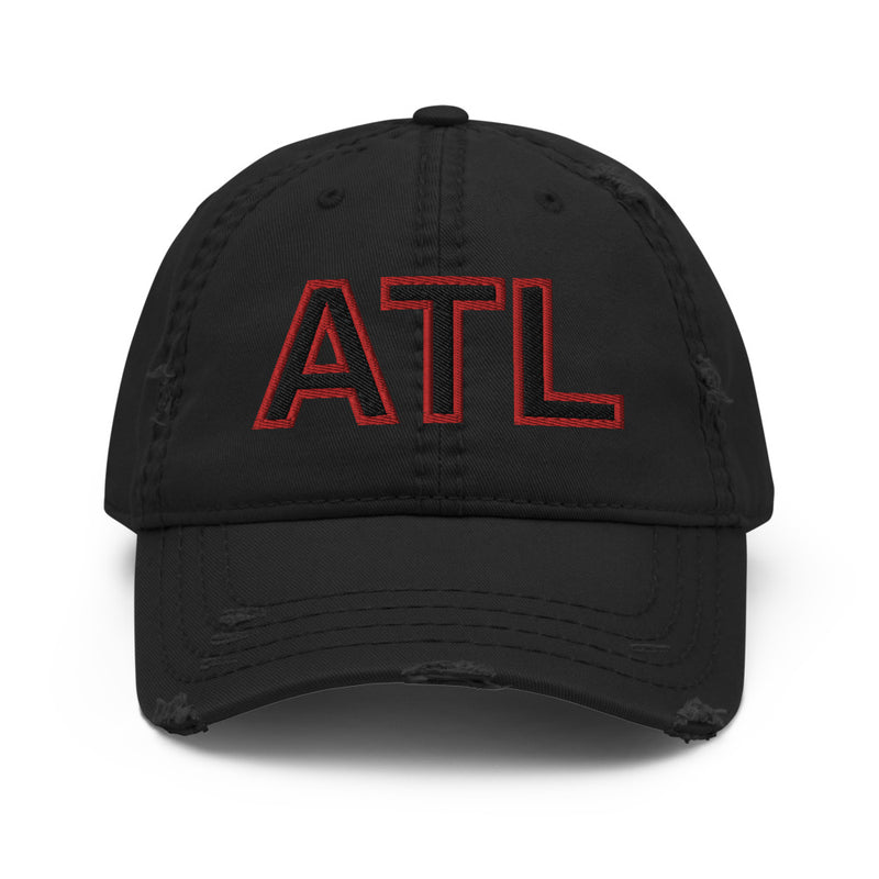 Black & Red ATL Distressed Dad Hat