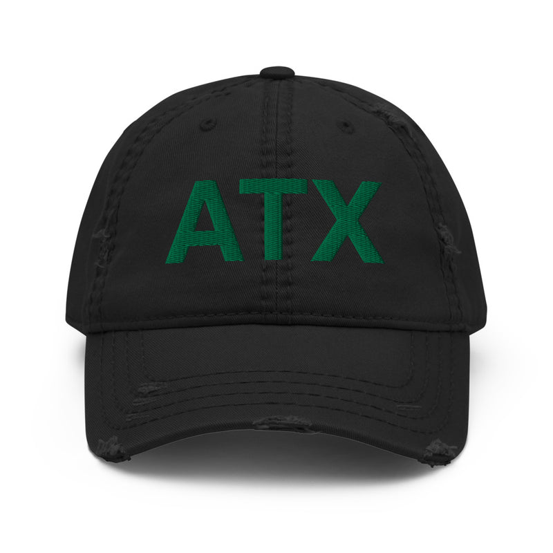 Black and Green ATX Austin City Code Distressed Dad Hat