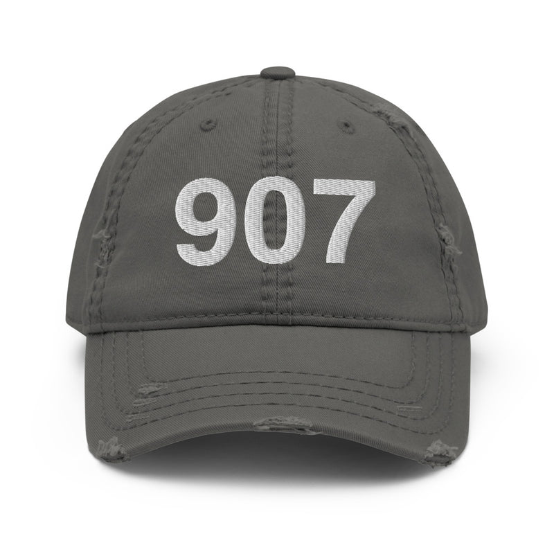 907 Alaska Area Code Distressed Dad Hat