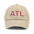 White & Red ATL Distressed Dad Hat