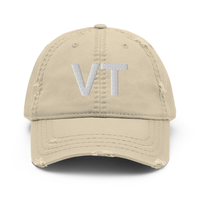 Vermont VT State Abbreviation Distressed Dad Hat